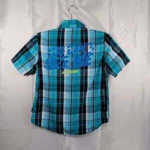 John Cena Button Up Short Sleeve Plaid Shirt "Never Give Up" Youth Sz L (10/12)